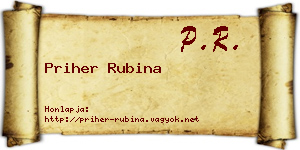 Priher Rubina névjegykártya